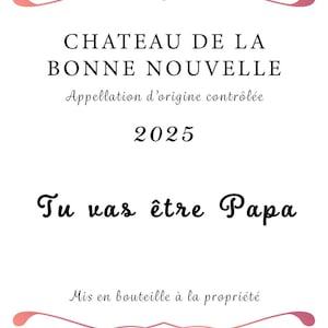 Annonce grossesse Français / English / Italiano - Etiquette bouteille de vin - Crown - Annonce grossesse originale