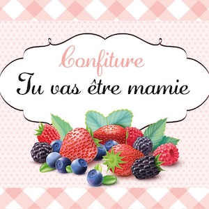 Annonce grossesse - Etiquette pot de confiture - Type bonne maman (R)