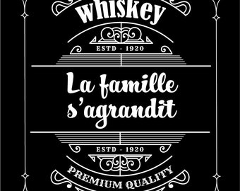 Annonce grossesse - Etiquette bouteille de Whiskey - Type J. Daniel's