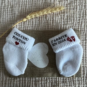 Original pregnancy announcement, baby socks, dad, grandpa, grandma, uncle, aunt, godfather, godmother image 8