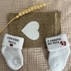 Original pregnancy announcement, baby socks, dad, grandpa, grandma, uncle, aunt, godfather, godmother image 6