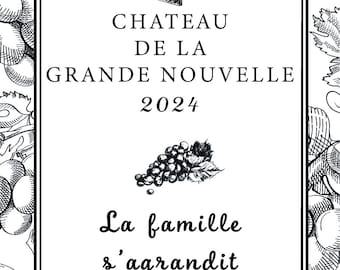 Pregnancy announcement French / English / Italiano - Wine bottle label