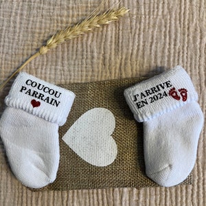 Original pregnancy announcement, baby socks, dad, grandpa, grandma, uncle, aunt, godfather, godmother image 5