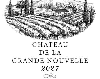 Zwangerschapsaankondiging (Frans / Engels / Italiaans) - Wijnflesetiket - Bordeaux