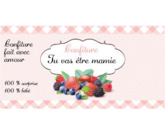 Annonce grossesse - Etiquette pot de confiture - Type bonne maman (R)