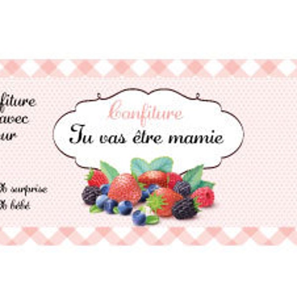 Annonce grossesse - Etiquette pot de confiture - Type bonne maman (R)