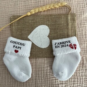 Original pregnancy announcement, baby socks, dad, grandpa, grandma, uncle, aunt, godfather, godmother image 7