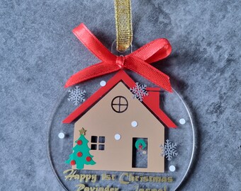 Christmas 1st Home Bauble Decoration comes with a free cotton gift bag for your Bauble Great Present Gift for Christmas