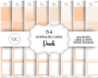64 Peach Printable Journaling Cards, Digital Download Journaling Cards PDF, Print and Cut Card Set, Dex Cards, Instant Download