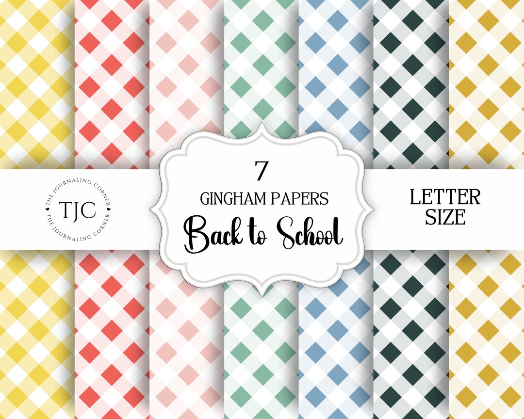 7-page Gingham-paper Printable Bundle Inspired by the Back to School