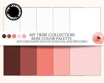Dot Grid Paper, Pack of 10 Digital and Printable Dot Grid Paper, Porcupine Color Palette, My Tribe Collection