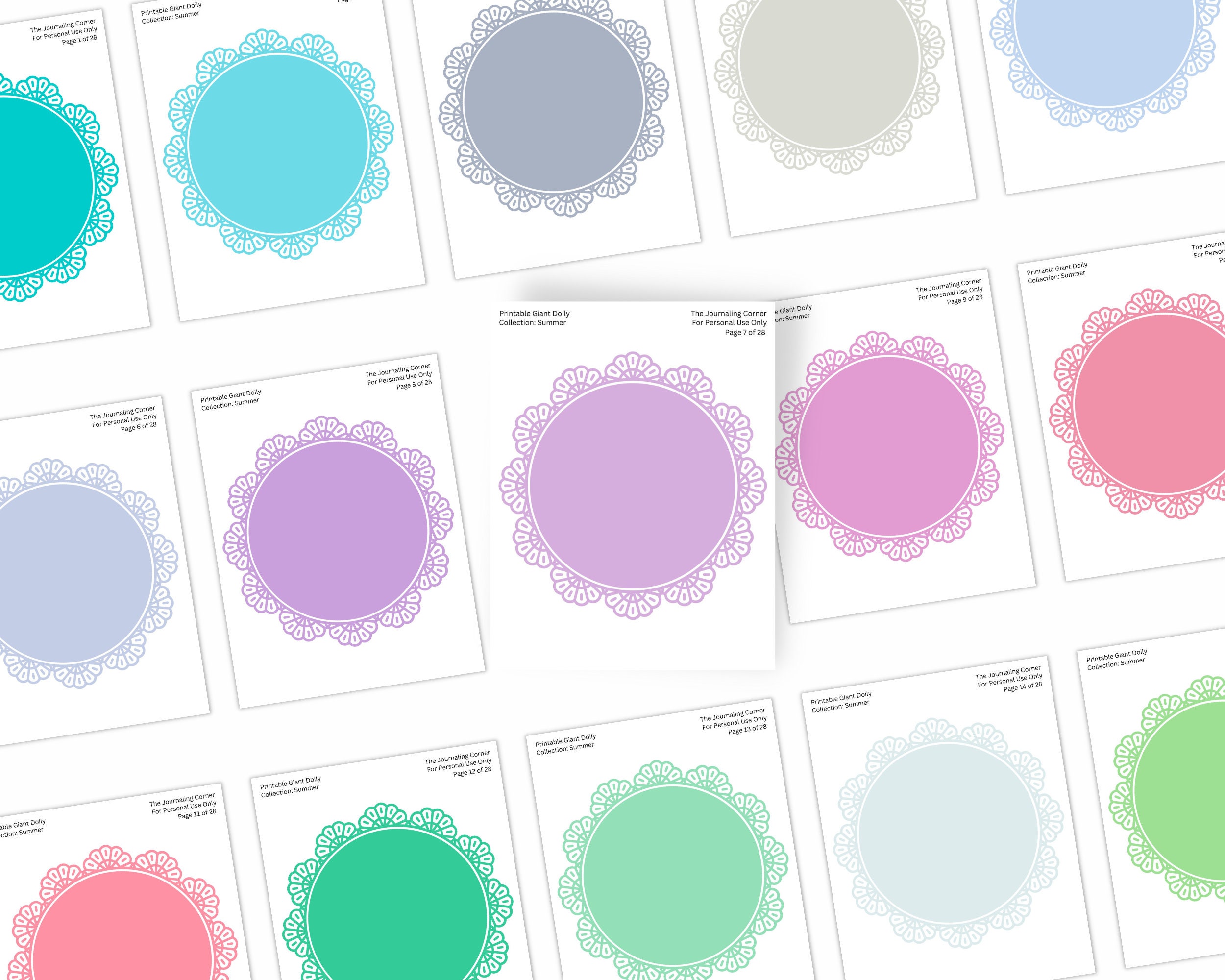 44 Summer Collection Printable Doilies, Digital Download Doily Sheets ...