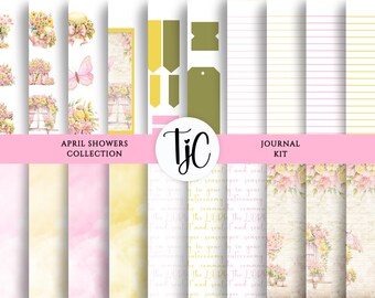 April douches collectie, Journal Kit, Deuteronomium 11:13-14, Journal Covers, Pagina's invoegen, Ephemera, Stickers, kieskeurige bezuinigingen, Instant Download