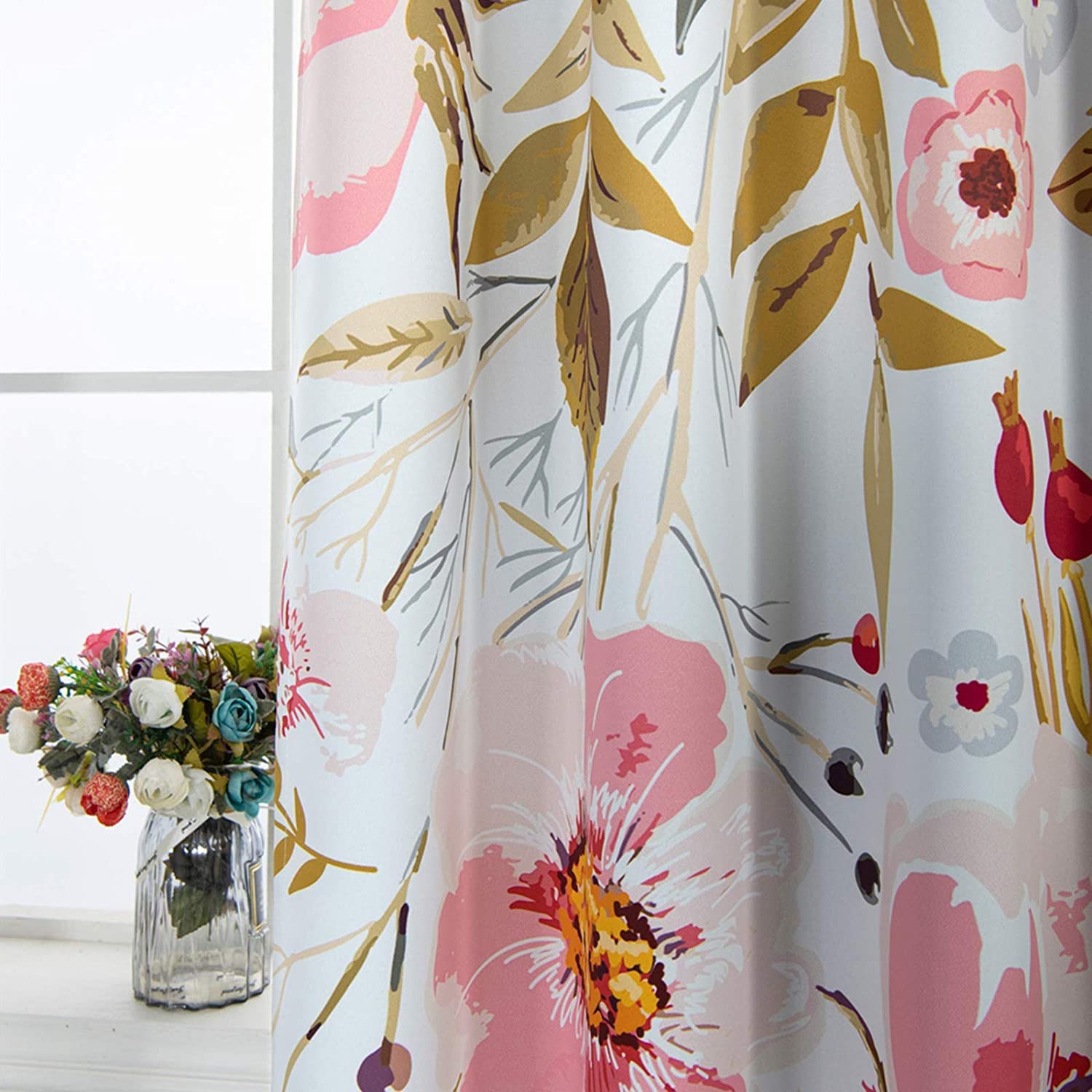 Boho Floral Blackout Curtains for Bedroom White Shabby Chic Etsy