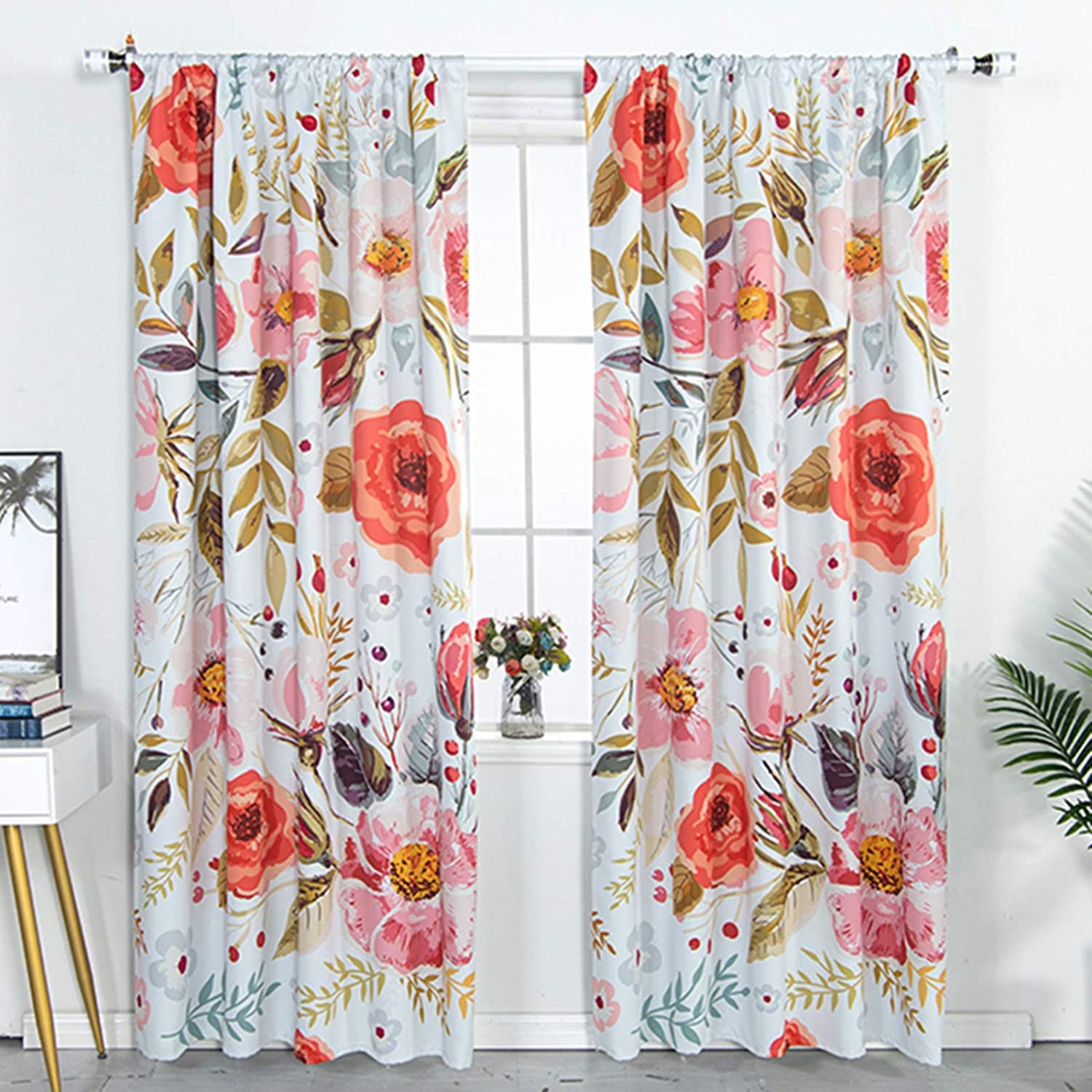 Boho Floral Blackout Curtains for Bedroom White Shabby Chic Etsy