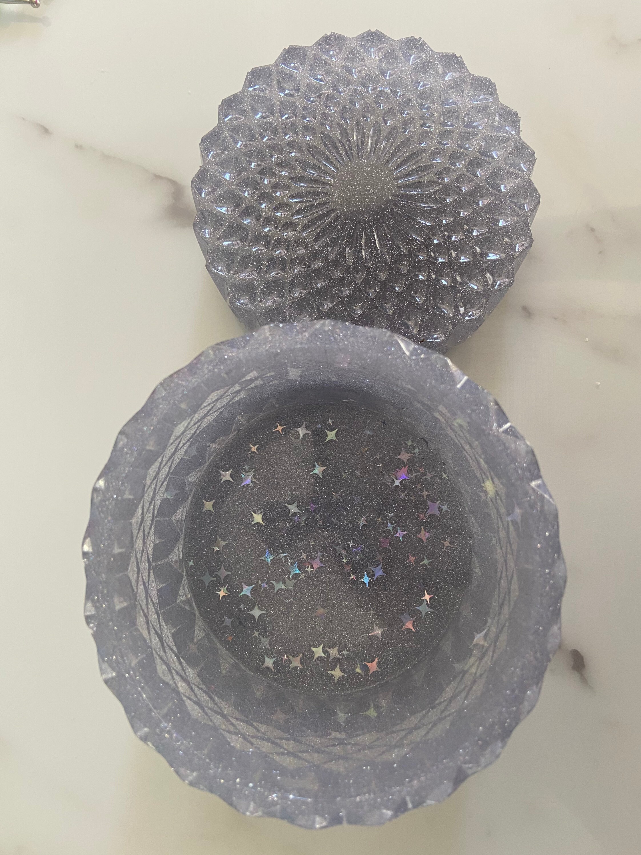 Handmade resin trinket jar with lid Etsy