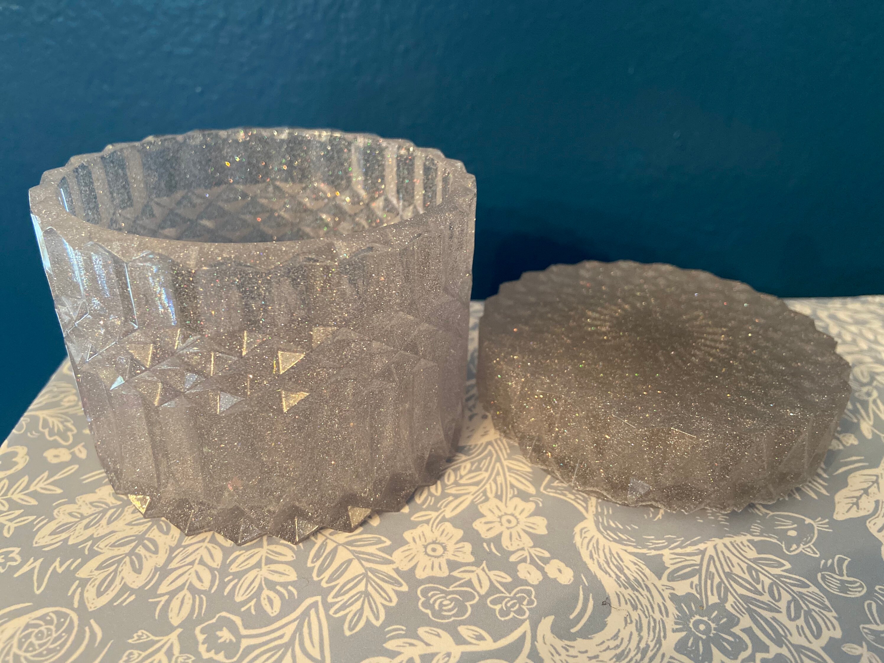 Handmade resin trinket jar with lid Etsy