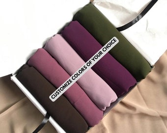 Gift box Premium Chiffon Hijab set of 5 / Value pack Quality Chiffon Hijab