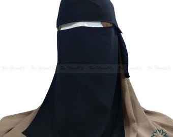 Single Layer Niqab No Pinch With Flap - Black
