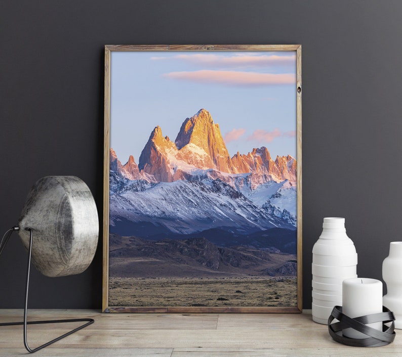 Cerro Fitz Roy Mountain Wall Art, Patagonia Poster, Argentina Prints ...