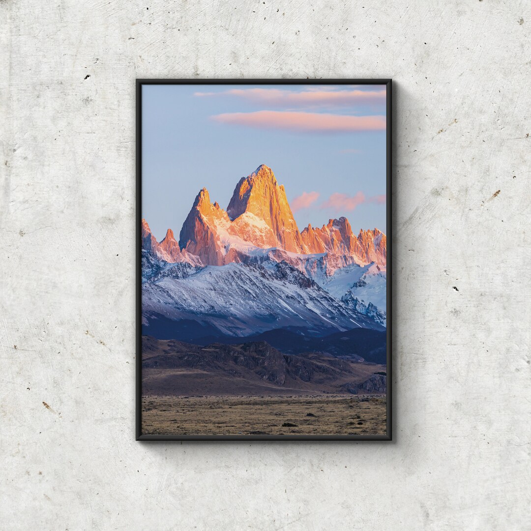 Cerro Fitz Roy Mountain Wall Art, Patagonia Poster, Argentina Prints ...