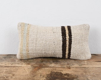 Handwoven Pillow Turkish Kilim Pillow Brown Pillow Cushion Case 8x16 Ethnic Pillow Sofa Pillow 799 Embroidered Pillow Designer Pillow