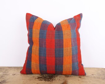 Hemp Kilim Pillow Cover, Turkish Woven Cushion, 18x18 Boho Decor