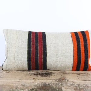 Kilim Pillow, Hemp Kilim Pillow, 12x24 Pillow Cover, Decorative Throw Pillow, Cotton Pillow, Wool Cushion Cover, Livingroom Decor, Pillow