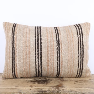 Hemp Kilim Pillow, 16x24 Pillow Cover, Turkish Kilim Pillow, Decorative Throw Pillow, Home Decor, Wool Pillow, Cushion Cover, Sofa Pillow