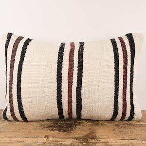 Anatolian Turkish Kilim Pillow, Hemp Kilim Pillow, 16x24 Kilim Pillow, Decorative Throw Pillow, Natural Kilim Pillow, Neutral Decor, Pillow