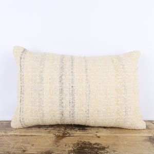 Anatolian Turkish Kilim Pillow, Hemp Kilim Pillow, 16x24 Kilim Pillow, Decorative Throw Pillow, Natural Kilim Pillow, Neutral Decor, Pillow