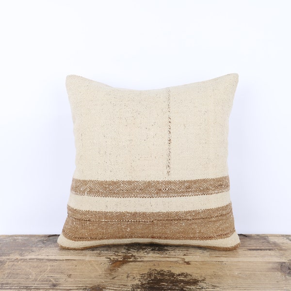 Turkish Kilim Pillow, Hemp Kilim Pillow, 18x18 Kilim Pillow, Decorative Throw Pillow, Home Decor, Turkey Pillow, Wool Pillow, Sofa Pillow