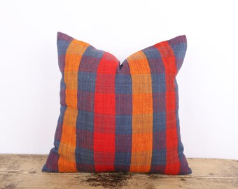 Handwoven Hemp Kilim Pillow, Turkish Decor (18x18)