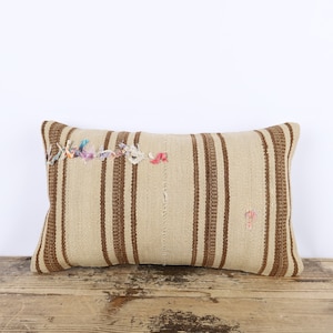 Fodera per cuscino Kilim in canapa, cuscino lombare in tessuto turco vintage (12x20)