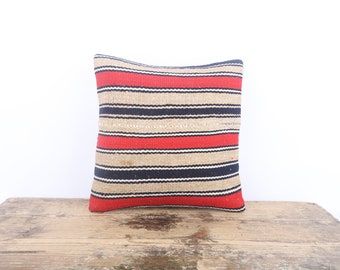 Funda de cojín Kilim de cáñamo, estilo turco vintage, cojín decorativo de 40x40 cm
