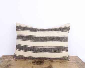 Vintage Turkish Kilim Pillow Cover, Hemp and Cotton, Boho Chic (16x24)