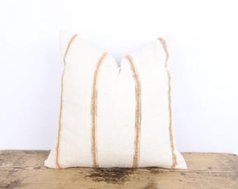 Handwoven Hemp Kilim Pillow, 18x18 Turkish Throw Pillow