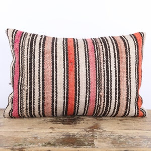 Anatolian Turkish Kilim Pillow, Hemp Kilim Pillow, 16x24 Kilim Pillow, Decorative Throw Pillow, Natural Kilim Pillow, Neutral Decor, Pillow