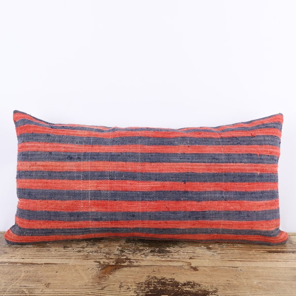 Turkish Kilim Pillow, 12x24 Pillow Cover, Hemp Kilim Pillow, Decorative Pillow, Home Decor, Cushion Cover, Wool Pilllow, Home Decor