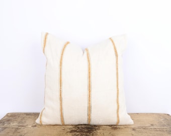 Hemp Kilim Pillow Cover, Turkish Woven Cushion, 18x18