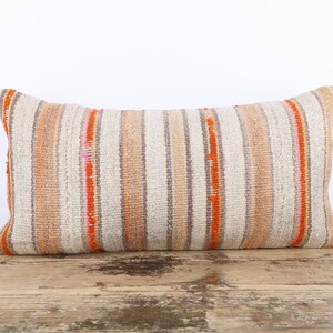 Kilim Pillow, Hemp Kilim Pillow, 12x24 Pillow Cover, Decorative Throw Pillow, Cotton Pillow, Wool Cushion Cover, Livingroom Decor, Pillow