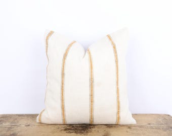 Handwoven Hemp Kilim Pillow, 18x18 Turkish Throw Pillow