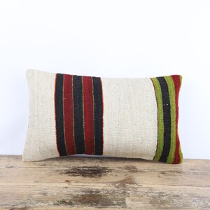 Turkish Kilim Pillow, Hemp Kilim Pillow, 12x20 Pillow Cover, Decorative Throw Pillow, Wool Kilim Pillow, Kilim Cushion Cover, Home Decor