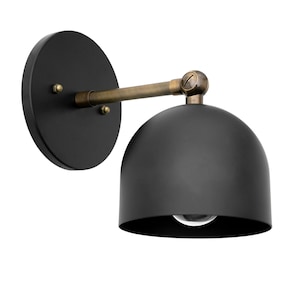 Mid Century Brass Wall Sconce | Handmade Dome Wall Light Fixture | Vintage Modern Lighting for Bedroom, Hallway, Entryway