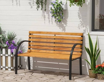 2 Seater Outdoor Wooden Bench Garden Patio Furniture Seating