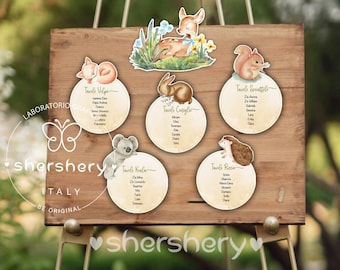 Biglietti per tableau animali del bosco, tableau battesimo , tableau compleanno, tableau matrimonio, Tableau nascita, Tableau comunione