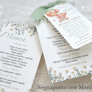 Segnaposto mit Menü,große battesimo , Bigliettino mit Menü,menu personalizzato, Segnaposto mit Foto,menu Battesimo
