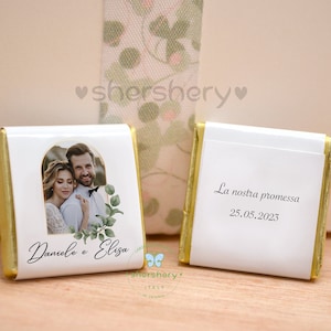 Cioccolatini personalizzabili con foto, cioccoaltini personalizzati, segnaposti per promessa di matrimonio, segnaposti battesimo,