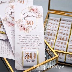 segnaposto compleanno , segnaposto tema BOHO, nozze d oro, segnaposto matrimonio, compleanno 50, segnaposto ringraziamento compleanno