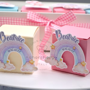 Bomboniere completo, portaconfetti arcobaleno, battesimo bimba, battesimo bimbo, decorazioni batteismo, portaconfetti nascita